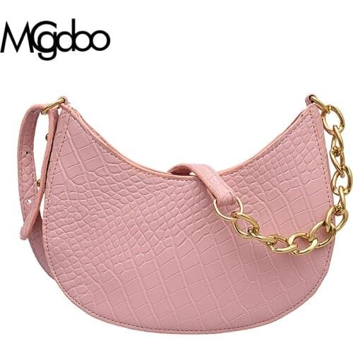 Mgcdoo Women Hobo Shoulder Bag Fashion Sling Crescent Style Handbag PU Leather Crossbody Bag Casual Chain Bags