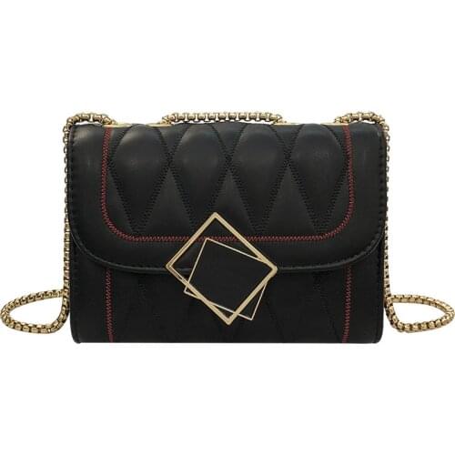 Women 2021 New Fashion Rhombus Chain Messenger Bag Leather Shoulder Bag Ladies Messenger Bag Single Shoulder Small Square Bag