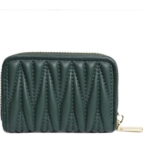 2021 Real Leather Green Womens Wallets Sheepskin Ladies Card Holder Designer Coin Purses Girls Mini Card Wallet