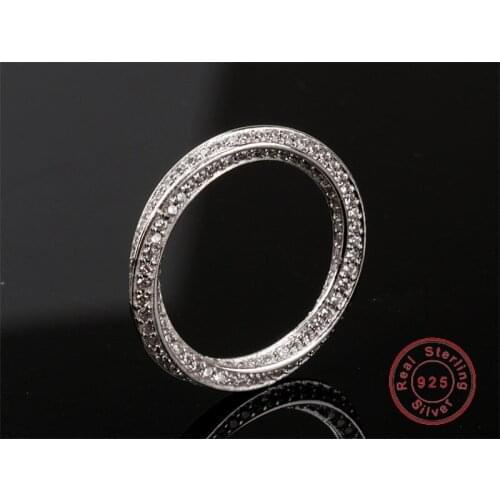 Eternity Mobius Band ring Luxury Full diamond Stone 925 Sterling silver Wedding Rings for Women Engagement jewelry gift
