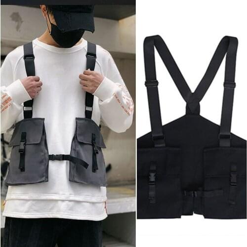 Vests Hip-hop Hiking Fishing Chest-Bag Advertising Harajuku Black Waistcoat Military Function Tactical Cargo Vest