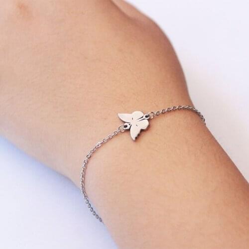 1 Pc Cute Little Butterfly Stainless Steel Bracelet Charm Insect Bracelets For Cute Women Girls Kids Fashion Jewelry Lucky Gift
