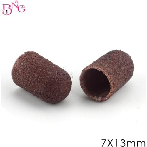 10pcs/lot 7x13mm Brown Sanding Bands Block Caps Grip Manicure Pedicure Tools Electric Nail Drill Polishing Accessories