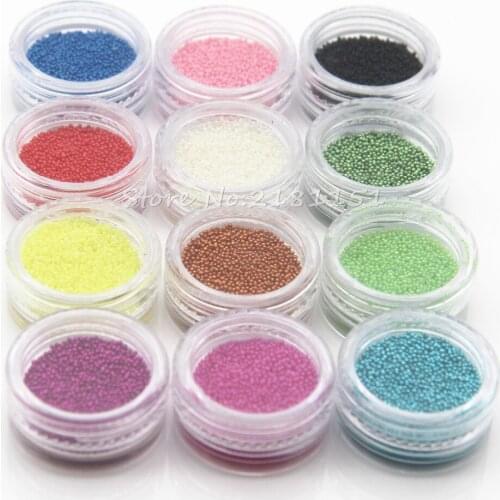 12 Boxes 12 Colors Caviar Beads Nail Art 3d Decorations Brand Charms Manicures Pedicures Decal tiny Beads