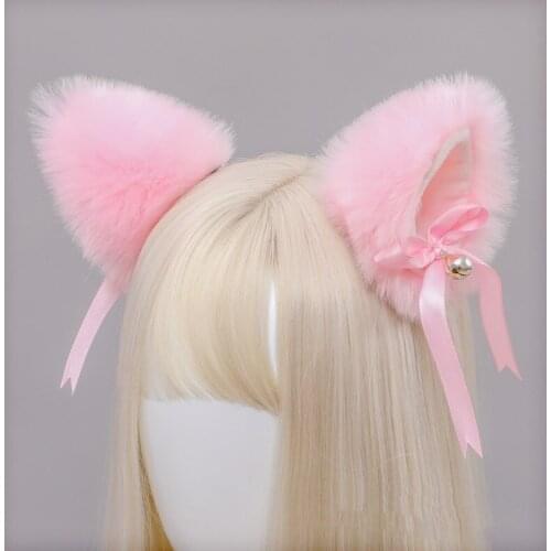 2Pcs/Lot New Cute Cat Ears with Bell Hair Clip Fox Long Fur Bowknot Costume Hairpins for Cosplay Party Gift Hair Accessories