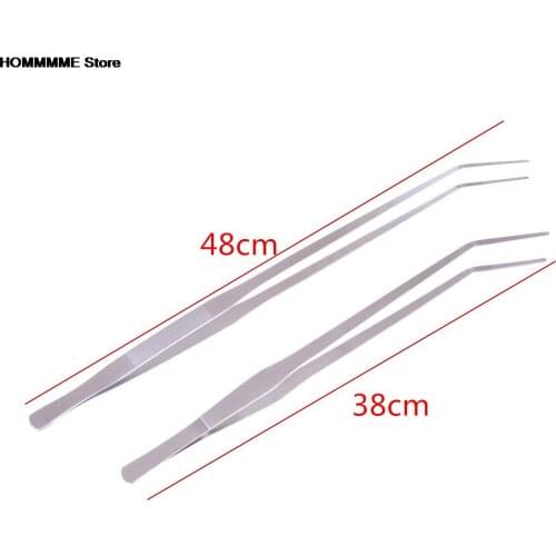 Aquarium Live Tank Straight Curve Plant Tweezers Long Tongs Stainless Steel Plant Shrimp Reef Tank Crooked Tweezer 38cm/48cm/30