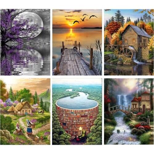 Diy 5D Diamond Painting Cross Stitch Seaside Scenery Embroidery Full Round Drill Mosaic Landscape Rhinestones Home Wall Decor