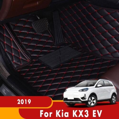Car Floor Mats For Kia KX3 EV 2019 Carpets Artificial Leather Waterproof Custom Foot Pads Car Styling Interior Accessories Parts