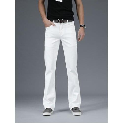 Free Shipping 2021 Mens New Mid-waist Micro-flare Casual Pants Stretch Slim Pencil Pants