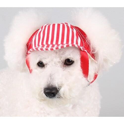 Stripe Sunny Dog Baseball Cap Small Medium Large Animal Pet French Bulldog Terrier Schnauzer Hat For Cat Puppy Hair Accessories