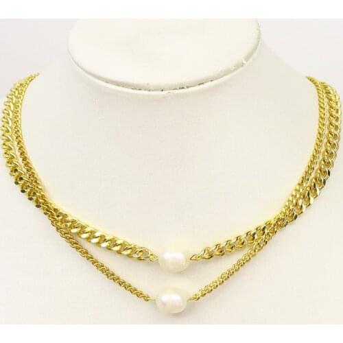 10Pcs Gold Color chain nekclace Fahsion Necklace accessories Pearls pendant necklace fashion jewelry Women necklace 9842