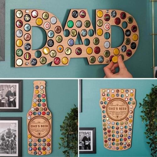 DAD Wine Bottle Cap Display Map Beer Collection Holder Unique Design Fathers Day Gift Beer Bottle Cap Collection Wall Decor