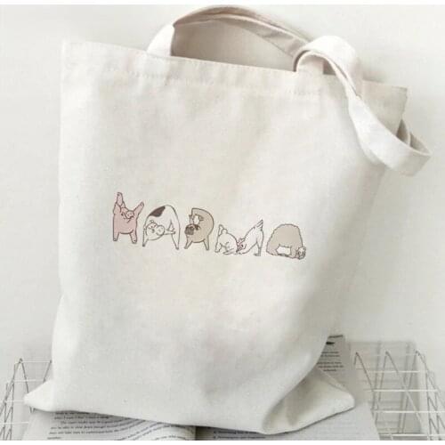 Color Animal In Action Summer Bag Tote Korean Harajuku Large Bags For Women Grocery Shopping WomenS Luxury White