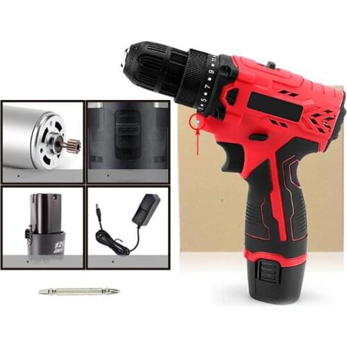 12V Two-Speed Cordless Drill Electric Screwdriver Mini Wireless Power Driver Lithium-Ion Battery Rechargeable Hand Drill EU Plug