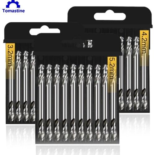 10Pcs 3.2mm 4.2mm 5.2mm HSS Double Ended Spiral Torsion Double Ended Drills Bits Wood/ Metal Working Tool