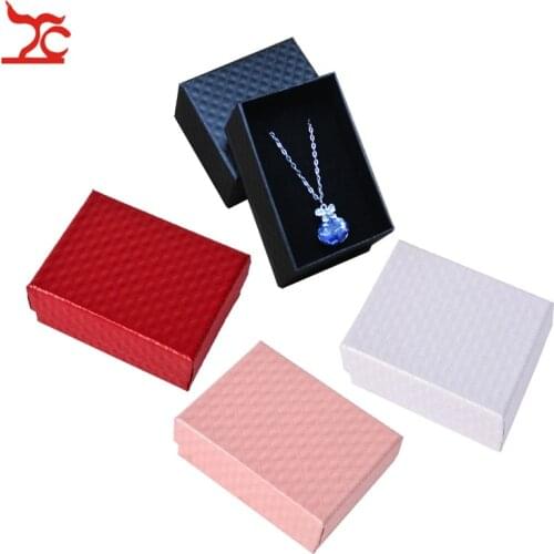 Quality Paper Jewelry Box Necklaces Earrings Ring Packing Display Gift Boxes Case Jewellery Organizer Bague Bijoux Box 4 Colors