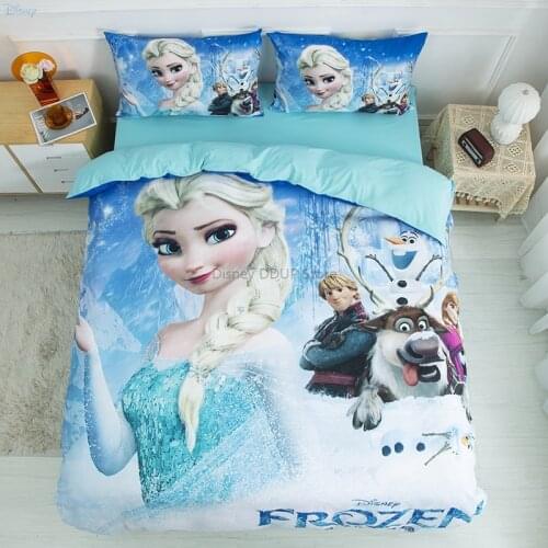 Disney Frozen Anna Elsa Princess Cartoon Bedding Set Duvet Cover Bed Sheet Pillowcase for Girls Childrens Twin Full Queen Sizes