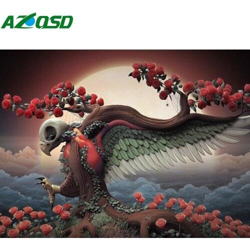 AZQSD Full Square Diamond Embroidery Eagle Tree Rose Mosaic Rhinestones Diamond Painting Animal Cross Stitch Home Decor Gift