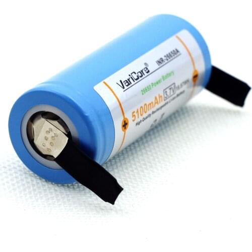 1-10PCS VariCore 26650 lithium battery, 3.7V 5100mAh, 26650 rechargeable battery, 26650-50A suitable +DIY Nickel sheets