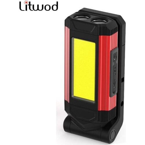 Multifunctional LED Flashlight COB Work Light with Magnet Adjustable Camping Lamp Waterpoof Torch USB Rechargeable Lantern