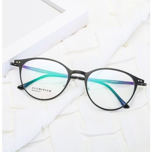 Logorela X6305 Optical Eyeglasses Frame for Men or Women Eyewear Prescription Glasses aluminum Frame Spectacles Round Full rim