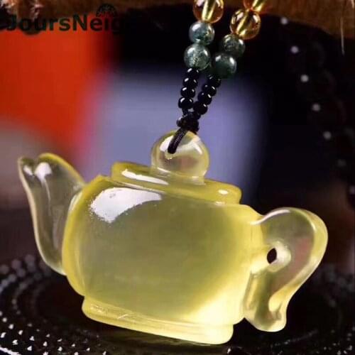 Wholesale Fine Yellow Natural Crystal Pendant Teapot Pendant Beads Chain Crystal Necklace Lucky for Women Men Fashion Jewelry