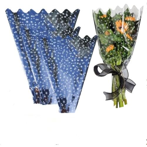 50pcs/lot Florist Plastic Gift Packaging Transparent Poly Bag Silver Opp Bag For Rose Bouquet Flower Packaging Wrapping Paper