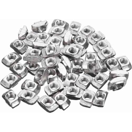 Promotion! 50pcs M4-20 T-Nut Female Thread T Slot Hammer Head Drop in Nut 50pcs Silver Tone
