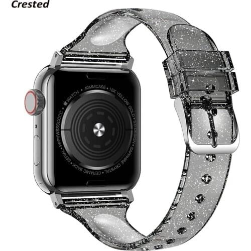Glitter Strap for apple watch serie 6 se 5 4 3 iWatch band 38mm 42mm Slim Silicone correas bracelet Apple watch band 44mm 40mm