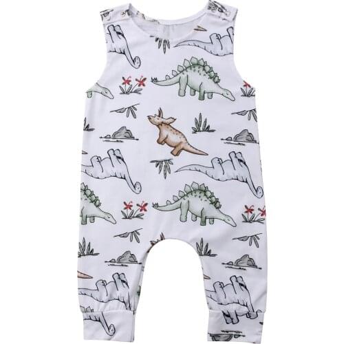 Baby Boys Girls Dinosaur Romper Dungarees Pants Infant Jumpsuit Playsuit Outfits 0-24Months