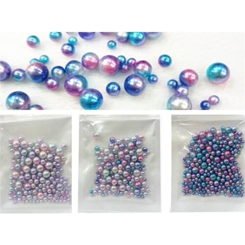 Nail Merimaid Ball 3D Round Pearl Blue Pink Magic Unicorn Colorful Glitter Color Size Mixed Nail Art Decoration Beads Diy Crafts