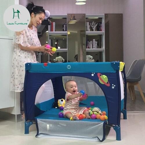 Louis Fashion Children Beds Folding Crawling Learning Multi-function Game Enclosure Portable Storage Modern