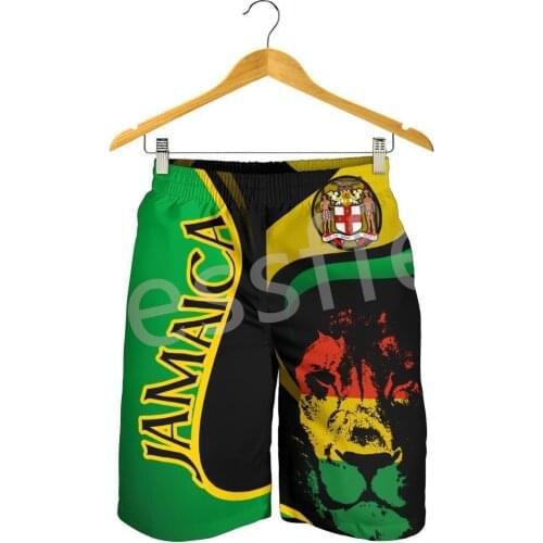 Tessffel 3DPrint NewFashion Country Flag Jamaica Lion Emblem Retro Summer Shorts Men/Women Harajuku Unisex Beach Sweatpants No.3