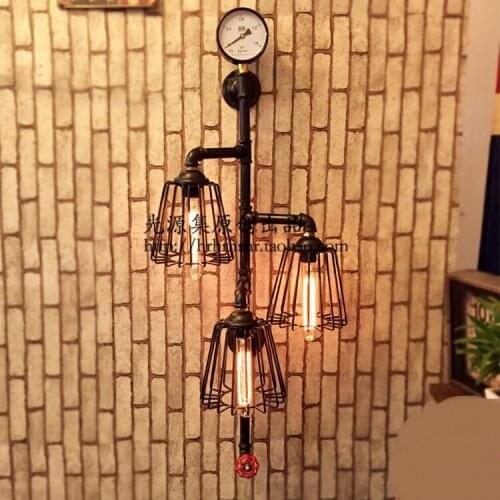 Water pipes Iron lamp Vintage American Rural nostalgia iron net bar lights Showcase Display hall wall SG23