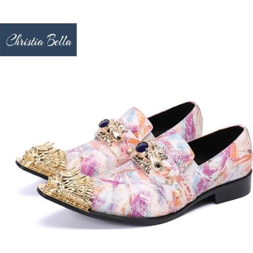 Luxury Fashion Mens Brand Design Iron Pointed Toe Dress Shoes for Men Party and Wedding Genuine Leather Flats Zapatos Hombre