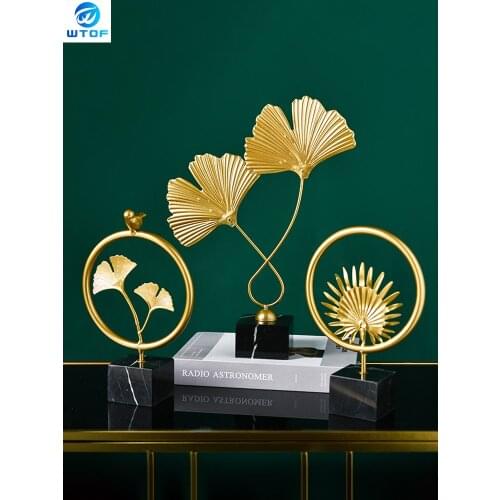 Nordic Ins Wrought Iron Gold Ginkgo Leaf Wine Cabinet Porch Decoration Creative Home Decoration Accessories Gift