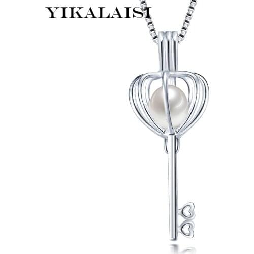 YIKALAISI 925 Sterling Silver Jewelry For Women cage Pendants Pearl Jewelry Natural Freshwater Pearl Gift