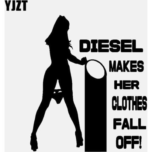 YJZT 13.4CM*15.7CM DIESEL MAKES HER CLOTHES FALL OFF ! Vinyl Decal Car Sticker Powerstroke Black/Silver C3-0850