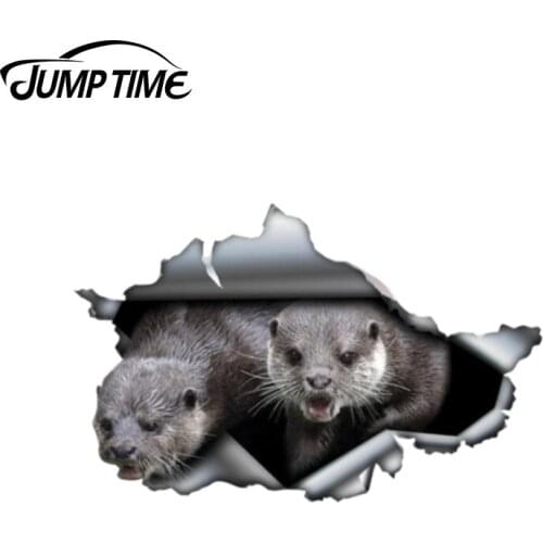Jump Time 13cm x 8.8cm funny otter sticker car decoration 3D Pet Graphic Vinyl Decal Car Window Laptop Bumper Animal Car Sticker
