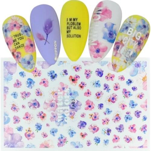 1pc Nail Sticker Black Letter Water Slider Flower Flamingo Summer Nail Art Transfer Decals Manicure Wraps Foils Tool