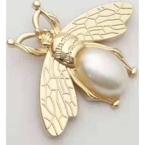 10pcs Gold Color Bee Honey Pearl Decorative Buckle Button Bag Accessories Craft Handmade