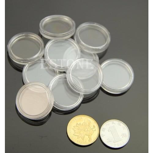 10 PCS Applied Clear Round Cases Coin Storage Capsules Holder Round Plastic 19mm