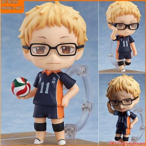 100% Original: Haikyuu!! Kei Tsukishima #616 Q version figma Action Figure Anime Figure Model Toys Figure Collection Doll Gift