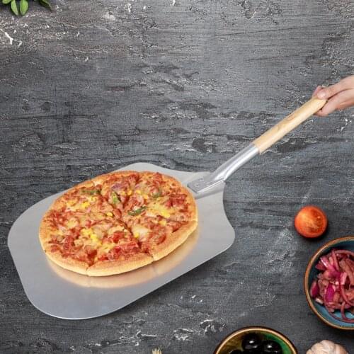 12 Inch Aluminum Pizza Shovel Peel With Long Wooden Handle Pastry Tools Accessories Pizza Paddle Spatula Cake Baking Cutter