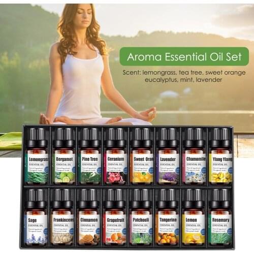 16Pcs Aromatherapy Essential Oil Set Pure Care Essence Tea Tree Lemongrass Lavender Essential Oil For Diffuser Soap Candle