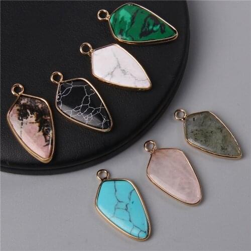 2pcs Natural Stone Amulet Healing Pendants Fashion Jewelry DIY Necklace Earring Accessories for Jewelry Making Supplies 28x15mm