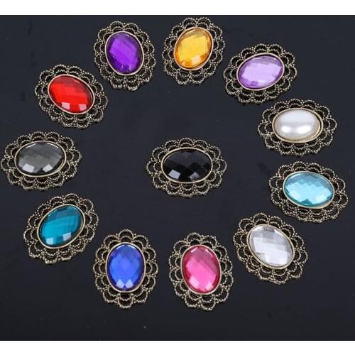 2017New 100Pcs Retro Alloy Oval Acrylic center Buttons for DIY Phone case decoration or DIY Hair Accessories BD16