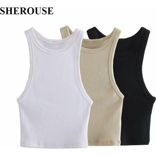 2021 Summer Crop Top Women O-Neck Vest Chic Lady Fashion Casual Basic Woman Tank Tops