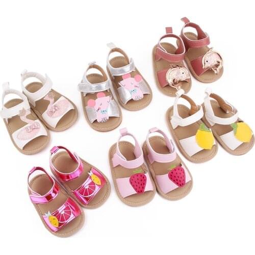 2021 New Summer Baby Shoes Lovely Cartoon Infants PU First Walkers Rubber Sole Newborn Girls Breathable Shoes