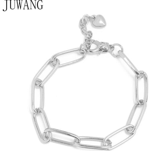 JUWANG 5 Pcs\lot Women Men Chain Bracelets Simple Fashion DIY Alloy Gold Silver Color O Link Bracelet Bangles For Friends Gifts